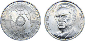 Yugoslavia Socialist Federal Republic 1000 Dinara 1980 ZM Zlatara Majdanpek mint Death of Joseph Tito Silver UNC 26.1g KM# 78
