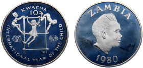 Zambia Republic 10 Kwacha 1980 Royal mint(Mintage 12000) International Year of the Child Silver PF 26.3g KM# 21