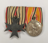 Kingdom of Prussia. Medal bar for two awards.
1. Cross "For auxiliary service". [Preußen Kreuz für Kriegshilfsdienst, 1916] Kingdom of Prussia, 1916 ...