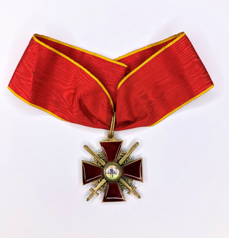 Insignia of the Order of St. Anne, 2nd class, on the ribbon. Military Division....