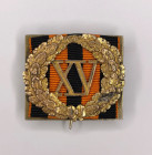 Insignia for XV years of impeccable service in military ranks. 
Russian Empire. St. Petersburg, workshop of Wilhelm Keibel. 1860s. Size: 29 x 33 mm. ...
