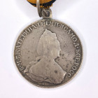 Medal "For Bravery on Finnish waters on August 13, 1789". On the old St. George ribbon. 
Russian Empire. St. Petersburg Mint, 1789–1790. Obverse side...