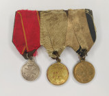 Medal bar with three medals
1. Insignia of the Order of St. Anna No. 421455. Russian Empire. St. Petersburg Mint, 1850s. Weight: 9.13 g. Size: 31 x 2...