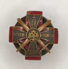 Badge of the Red Cross Society "For service in the Caucasus" for doctors. 1864.
Russian Empire. Workshop S.G. Stepanov in Tiflis. Weight: 16.96 g. Si...