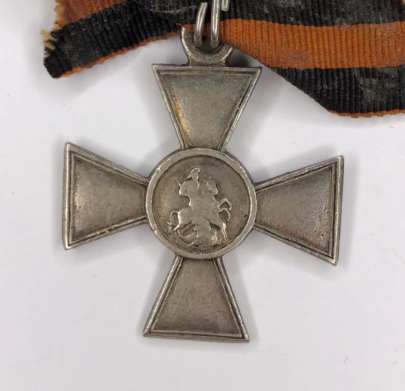 St. George's Cross, 3rd class, No. 130196, on the original medal bar with a ribb...