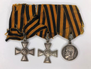 Medal bar with two St. George's Crosses and the St. George medal "For Bravery", with certificate for Vasily Nikitich Verbilo, junior non-commissioned ...