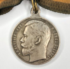 St. George Medal (For Bravery) 3rd class, No. 200278 with a ribbon. 
Russian Empire, Petrograd mint, 1913. Medalist A.F. Vasyutinsky (without signatu...