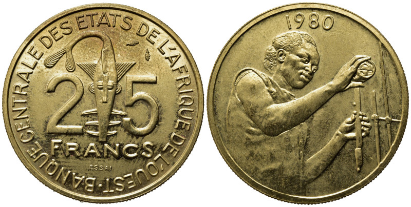 AFRICA DELL'OVEST. Etats de l'Afrique de l'ouest. 5 Francs 1980 ESSAI (prova). F...