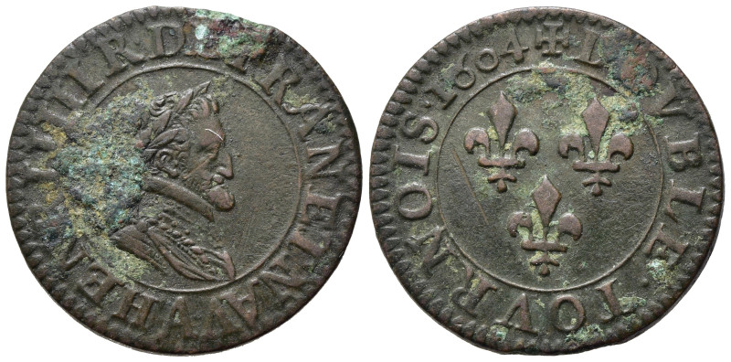 FRANCIA. Henry IV (1589-1610). Double Tournois 1604. MB-BB