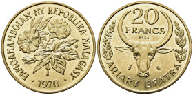 MADAGASCAR (Malagasy). 20 Francs 1970 Essai. FDC