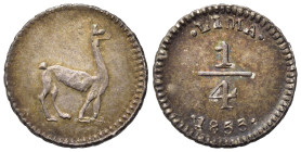 PERU. 1/4 Real 1855. Ag. qFDC