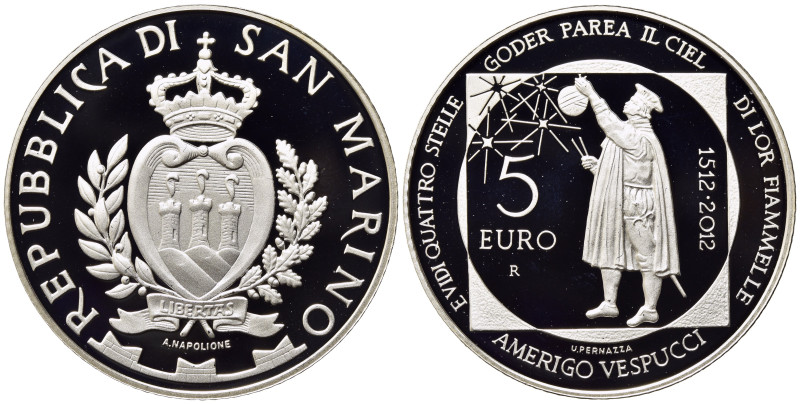 SAN MARINO. Monetazione in Euro. 5 Euro 2012 "Vespucci" (senza scatola e cofanet...