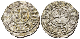 BRINDISI o MESSINA. Enrico VI (1191-1197). Denari a nome di Enrico e Costanza. Denaro Mi (0,81 g). Croce patente - Aquila frontale con testa rivolta a...
