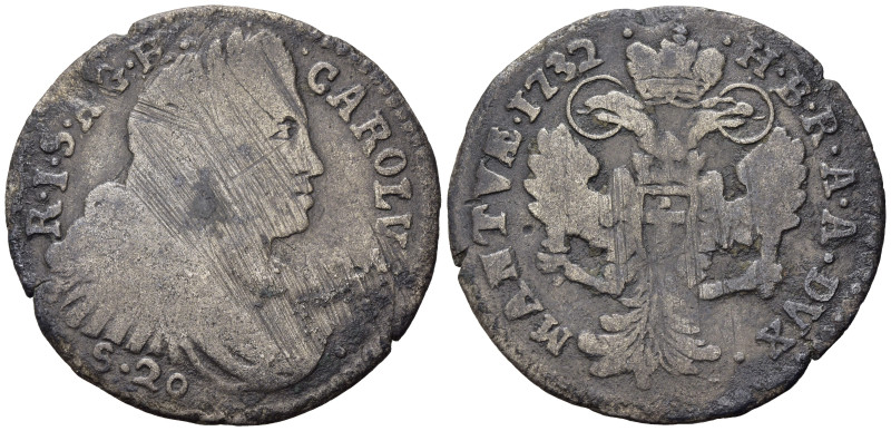 MANTOVA. Carlo VI d'Asburgo (1707-1740). Lira 1732. Mi (2,63 g). MIR 752/2. MB