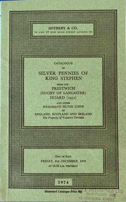 Sotheby & Co. Catalogue of Silver Pennies of King Stephen from the Prestwich (Du...