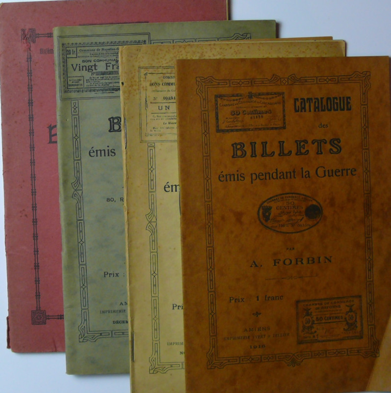Lot de 4 catalogues anciens sur les billets émis pendant la Guerre, A. Forbin
C...
