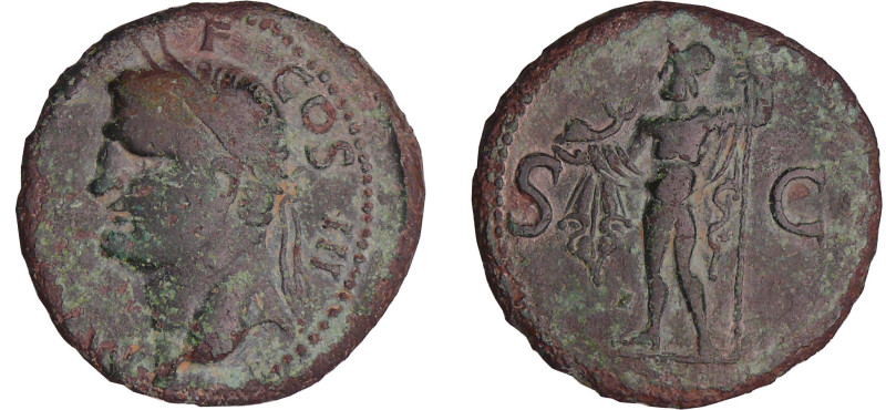 Agrippa - As (37-41, Rome) - Neptune
A/ M AGRIPPA LF COS III. Buste coiffé de l...