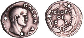 Galba - Denier (68, Rome) - Couronne
A/ IMP SER GALBA AVG Tête nue à droite. 
R/ SPQR OB CS dans une couronne de chêne.
TB
C.287-RCV.2109 ($1360)-...
