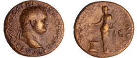Titus - As - (77-78, Rome) - La Paix
A/ T CAES IMP AVG F TR P COS VI CENSOR. Buste lauré à droite. 
R/ PAX AVG SC. La Paix debout à gauche, près d'u...