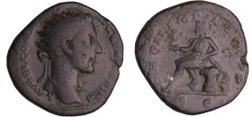 Commode - Dupondius (177, Rome)
A/ L AVREL COMMODVS AVG GERM SARM. Tête radiée à droite. 
R/ TR P II IMP II COS PP / SC Rome assie à gauche sur un b...