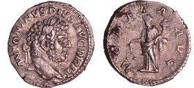 Caracalla - Denier (213, Rome) - La Monnaie
A/ ANTONINVS PIVS FEL AVG Buste lauré à droite. 
R/ MONETA AVG La Monnaie debout à gauche.
TTB+
C.166...