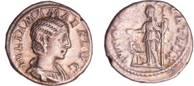 Julia Mamée - Denier (222, Rome) - Junon
A/ IVLIA MAMAE AVG. Buste nu et drapé à droite. 
R/ IVNO CONSERVATORIX. Junon debout à gauche, un paon à se...
