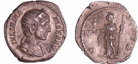 Julia Mamée - Denier (212-220, Rome) - Vesta
A/ IVLIA MAMAEA AVG Buste diadémé à droite. 
R/ VESTA. Vesta debout à gauche, tenant le palladium et un...