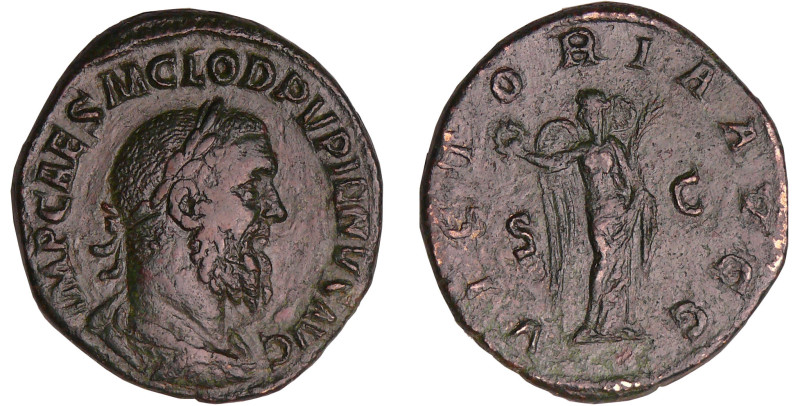 Pupien - Sesterce (238, Rome) - La Victoire
A/ IMP CAES M CLOD PVPIENS AVG Bust...