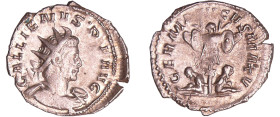 Gallien - Antoninien (257-258, Cologne) Trophée
A/ GALLIENVS P F AVG Buste radié et cuirassé à droite. 
R/ GERMANICVS MAX V Trophée au pied duquel s...
