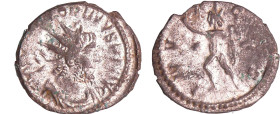 Victorin - Antoninien (270-271, Cologne) - Le Soleil
A/ IMP C VICTORINVS P F AVG Buste radié et cuirassé à droite. 
R/ INVICITVS. Le Soleil marchant...