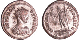 Probus - Aurélianus (280-281, Rome) - Jupiter
A/ IMP PROBVS P F AVG. Buste radié et cuirassé à droite. 
R/ IOVI CONS PROB AVG // R(foudre)B. Jupiter...