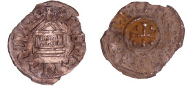Charles II le Chauve (840-877) - Obole au temple
A/ + CARLVS REX FR. Croix cantonnée de quatre globules 
R/ + XPISTIANA RELIGIO Temple sur deux degr...