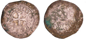 Jean II le Bon (1350-1364) - Blanc au châtel fleurdelisé - 2ème émission (3 août 1356)
A/ (lis) IOhAnnES REX légende extérieure : + BNDICTV: SIT: nOm...