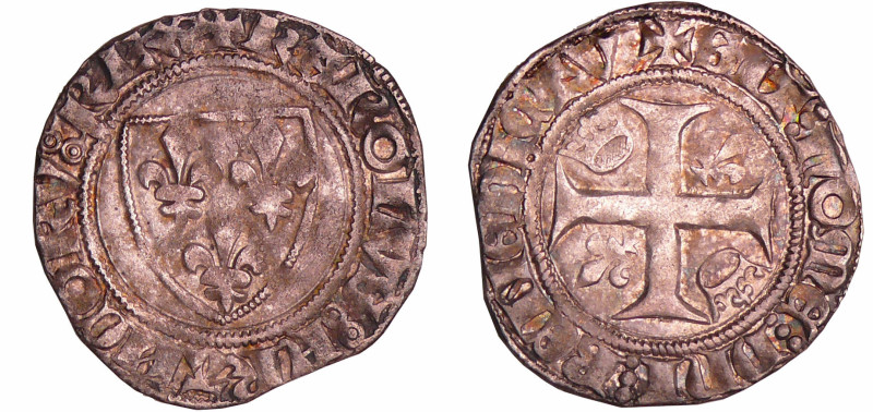 Charles VI (1380-1422) - Blanc guénar - Tournai
A/ + KAROLVS FRANCORV REX. Ecu ...