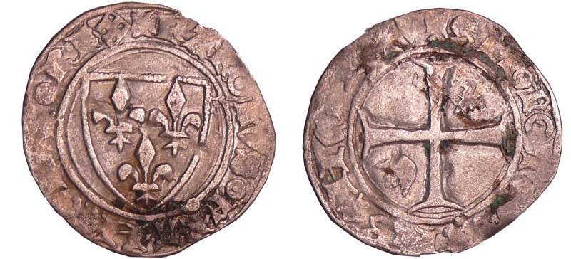 Charles VI (1380-1422) - Demi-guénar - Montpellier 
A/ + KAROLVS FRANCORV REX T...