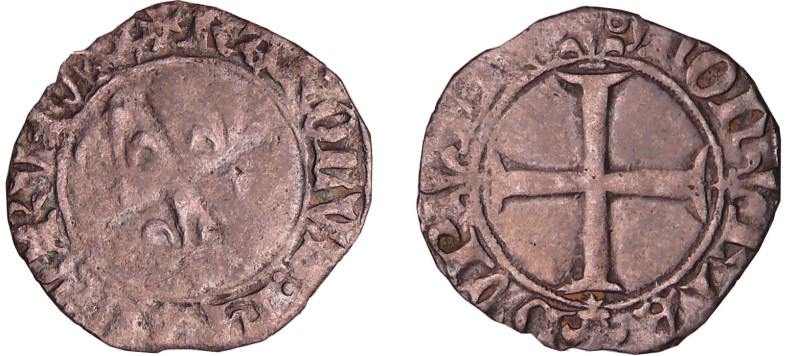 Charles VI (1380-1422) - Double tournois - 1ère émission à l'O long (Le Puy)
A/...