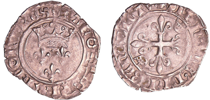 Duc de Bourgogne pour Charles VI (1380-1422) - Florette - Dijon
A/ + KAROLVS:FR...