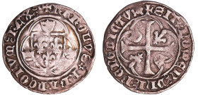 Charles VII (1422-1461) - Blanc à la couronne - 4ème émission (26 juin 1456) - Dijon
A/ + KAROLVS FRANCORVM REX. Ecu de France entre trois couronnell...