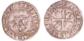 Louis XI (1461-1483) - Blanc à la couronne - 1ère émission (31 décembre 1461) - Dijon
A/ + LVDOVICVS* FRAnCORV* REX. Ecu de France entre trois couron...