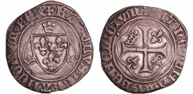 Charles VIII (1483-1498) - Blanc à la couronne - Paris
A/ KAROLVS* FRANCORVM* REX• Ecu de France entre trois couronnelles dans un trilobe. 
R/ SIT* ...