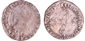 Henri III (1574-1589) - Demi-franc au col plat - 1589 K (Bordeaux)
A/. HENRICVS. III. D. G. FRAN. ET. POL. REX Buste au col plat, lauré et cuirassé à...