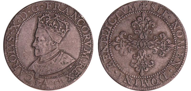 Charles X (1589-1590) - Franc - 1590 A (Paris)
A/ + CAROLVS. X. D: G. FRANCORVM...