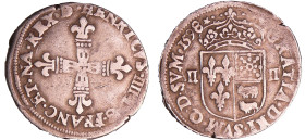 Henri IV (1589-1610) - Quart d'écu de Béarn - 1598 (Morlaàs)
A/ HENRICVS. IIII. D. G FRANC. ET. NAVAR. REX. DB. Croix fleurdelisée. 
R/ GRATIA. DEI....