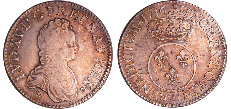 Louis XV (1715-1774) - Ecu vertugadin - 1716 Z (Grenoble) flan neuf
TB+
L4L.41...