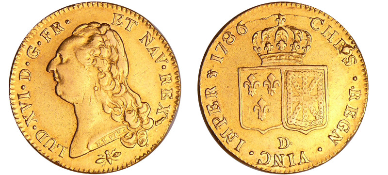 Louis XVI (1774-1792) - Double louis d’or au buste nu - 1786 D (Lyon) 1er sem
T...