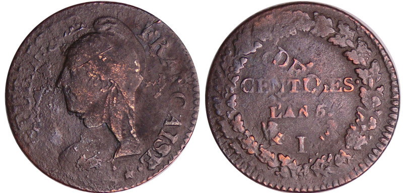 Directoire (1795-1799) - 5 centimes Dupré - surfrappe AN 5 I (Limoges) / Décime ...