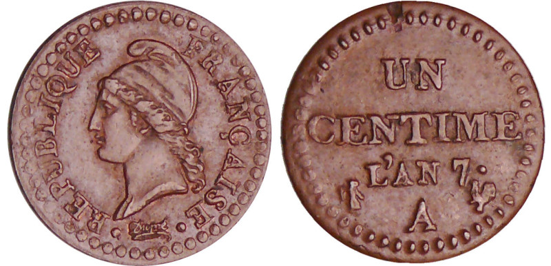 Directoire (1795-1799) - 1 centime Dupré An 7 A (Paris)
SUP
Ga.76-F.100
 Br ;...