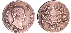 Consulat (1799-1804) - 1/4 franc An 12 M (Toulouse)
TB+
Ga.342-F.157
 Ar ; 1.29 gr ; 15 mm