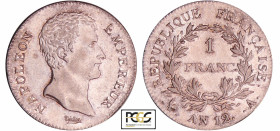 Napoléon 1er (1804-1814) - 1 franc An 12 A (Paris)
PCGS AU 55
Ga.443-F.201
 Ar ; 4.96 gr ; 23 mm