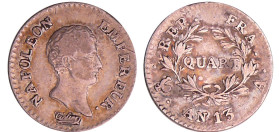 Napoléon 1er (1804-1814) - 1/4 de franc empereur An 13 A (Paris)
TB+
Ga.346-F.158
 Ar ; 1.23 gr ; 15 mm